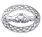 Jewelry Trends Sterling Silver Irish Claddagh with Celtic Knot Work Brooch Pin
