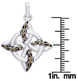 Jewelry Trends Sterling Silver and Gold-Plated Celtic Quaternary Knot Pendant on 18 Inch Box Chain Necklace