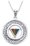 Jewelry Trends Sterling Silver Gay Pride Rainbow Triangle Celtic Knot Border Pendant on Box Chain Necklace