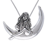 Jewelry Trends Sterling Silver Child of the Moon Fairy Pendant on 18 Inch Box Chain Necklace