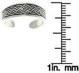 Jewelry Trends Sterling Silver Celtic Cross Laced Rope Adjustable Toe Ring