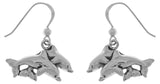 Jewelry Trends Sterling Silver Double Dolphin Mother and Child Dangle Earrings