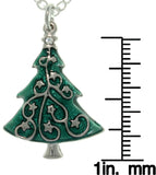 Jewelry Trends Pewter Crystal and Enamel Christmas Holiday Star-decorated Tree Charm with 18 Inch Chain Necklace