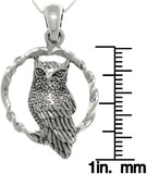 Jewelry Trends Sterling Silver Wise Owl on Round Swing Pendant with 18 Inch Box Chain Necklace
