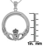 Jewelry Trends Sterling Silver Celtic Claddagh Large Round Pendant on 18 Inch Box Chain Necklace