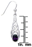 Jewelry Trends Sterling Silver Celtic Linear Knot Work Elegant Dangle Earrings with Amethyst