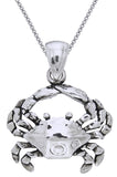 Jewelry Trends Sterling Silver Beach Crab Pendant on 18 Inch Box Chain Necklace