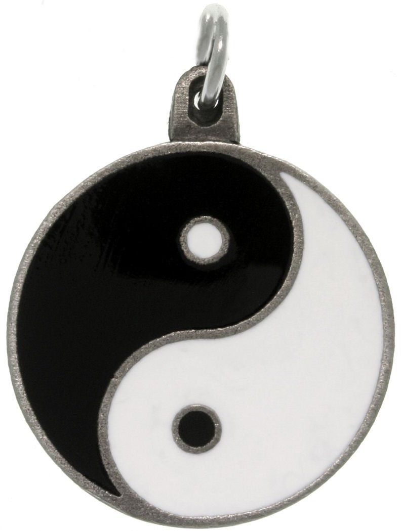 Jewelry Trends Pewter Yin Yang Black and White Balance Pendant