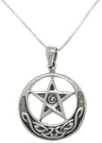 Jewelry Trends Sterling Silver Celtic Star and Moon Pendant with 18 Inch Box Chain Necklace