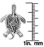 Jewelry Trends Sterling Silver Turtle Pendant with Aboriginal Tribal Designs on 18 Inch Box Chain Necklace
