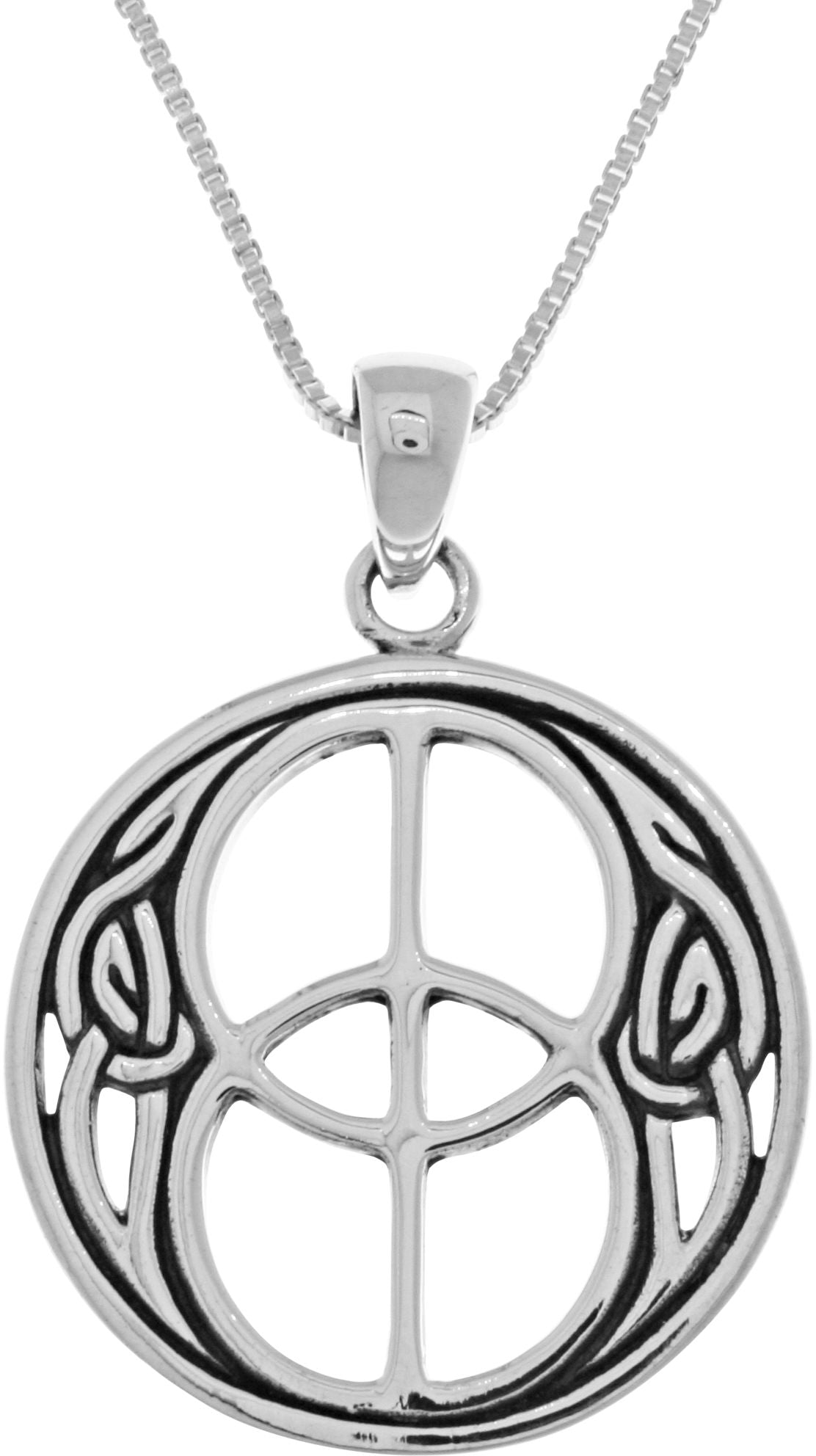 Jewelry Trends Sterling Silver Celtic Chalice Well Symbol Pendant on 18 Inch Box Chain Necklace