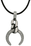 Jewelry Trends Pewter Snakeskin Textured Crescent Claw with Chain Detail Pendant on Black Leather Cord Necklace
