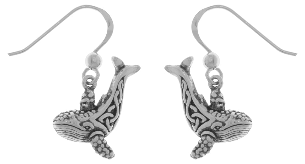 Jewelry Trends Sterling Silver Celtic Knotwork Whale Dangle Earrings