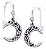 Jewelry Trends Sterling Silver Celtic Crescent Moon Dangle Earrings