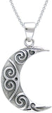 Jewelry Trends Sterling Silver Crescent Moon Spiral Celtic Pendant on 18 Inch Box Chain Necklace