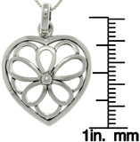 Jewelry Trends Sterling Silver Southwestern Open Flower Heart Pendant on 18 Inch Chain Necklace