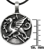 Jewelry Trends Pewter Dragon Star Round Medallion Pendant on Black Leather Necklace