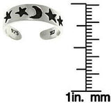 Jewelry Trends Sterling Silver Celestial Moon and Stars Adjustable Toe Ring
