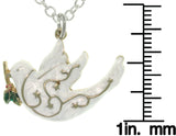 Jewelry Trends Pewter White Enamel Peace Dove Charm with 18 Inch Chain Necklace