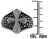 Jewelry Trends Stainless Steel Band Ring with Raised Cross On Snake Skin Print Whole Sizes 9 - 13 - 9