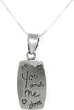 Jewelry Trends Sterling Silver Message Pendant with Words 'You and Me Love' Necklace