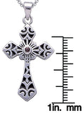 Jewelry Trends Sterling Silver with Dark Red Garnet Celtic Cross Pendant on 18 Inch Box Chain Necklace