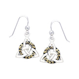 Jewelry Trends Sterling Silver and Gold-Plated Celtic Triquetra Trinity Knot Dangle Earrings