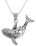 Jewelry Trends Sterling Silver Celtic Whale Pendant on 18 Inch Box Chain Necklace