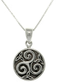 Jewelry Trends Sterling Silver Celtic Trinity Spiral Pendant on Box Chain Necklace