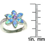 Jewelry Trends Sterling Silver Created Opal and CZ Flower Ring - 9
