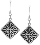 Jewelry Trends Sterling Silver Celtic Trinity Triangle Knot Square Dangle Earrings