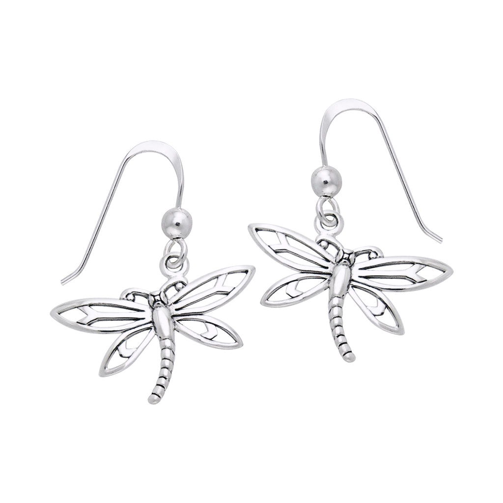 Jewelry Trends Sterling Silver Dragonfly Dangle Earrings