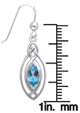 Jewelry Trends Sterling Silver Celtic Oval Knot Work Dangle Earrings with Blue Topaz
