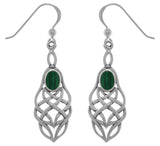 Jewelry Trends Sterling Silver and Created Malachite Celtic Knotwork Dangle Earrings