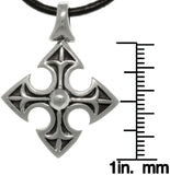 Jewelry Trends 316L Stainless Steel Medieval Cross Pendant with 18 Inch Black Leather Cord Necklace