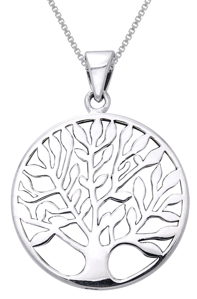 Jewelry Trends Sterling Silver Large Celtic Tree of Life Pendant on 18 Inch Box Chain Necklace