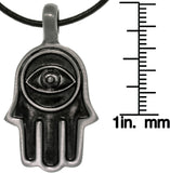Jewelry Trends Pewter Unisex Fatima Hand with Eye Pendant with 18 Inch Black Leather Cord Necklace