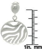 Jewelry Trends Sterling Silver Circle Cut Out Zebra Stripes Dangle Earrings