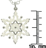 Jewelry Trends Pewter White Enamel Glittering Snowflake Charm with 18 Inch Chain Necklace