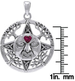 Jewelry Trends Sterling Silver Winter Sun Face Celtic Medallion Pendant with Heart on 18 Inch Box Chain Necklace