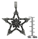 Jewelry Trends Pewter Viking Star Pendant on Black Leather Necklace