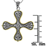 Jewelry Trends Sterling Silver Celtic Knotwork Cross Pendant with 14k Gold-Plating on 18 Inch Box Chain Necklace