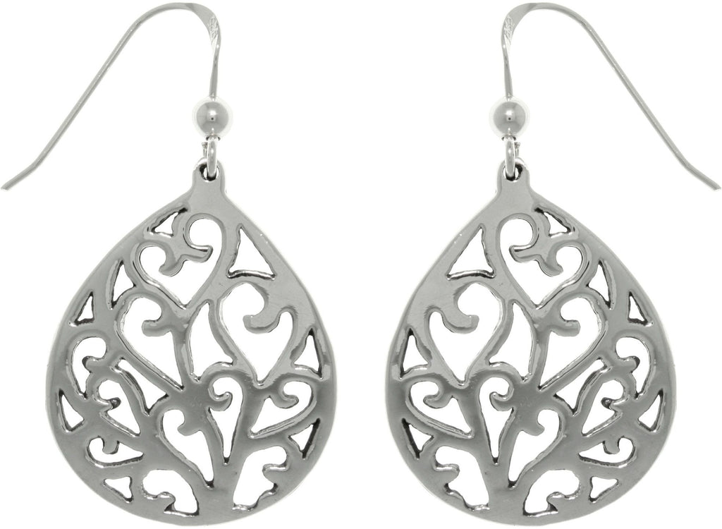Jewelry Trends Sterling Silver Heart Vine Teardrop Dangle Earrings