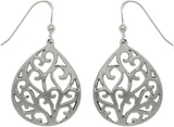 Jewelry Trends Sterling Silver Heart Vine Teardrop Dangle Earrings