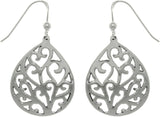 Jewelry Trends Sterling Silver Heart Vine Teardrop Dangle Earrings
