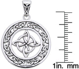 Jewelry Trends Sterling Silver Celtic Good Luck Knot Round Pendant on 18" Box Chain Necklace