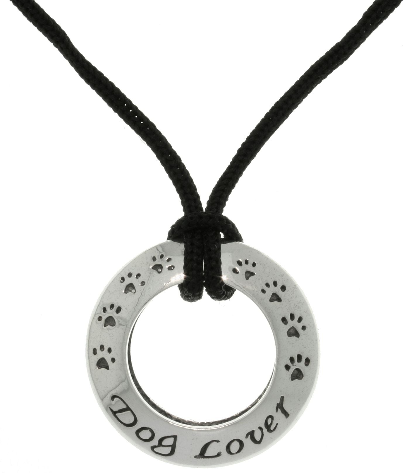 Jewelry Trends Sterling Silver Dog Lover Ring Pendant with Black Cord Necklace