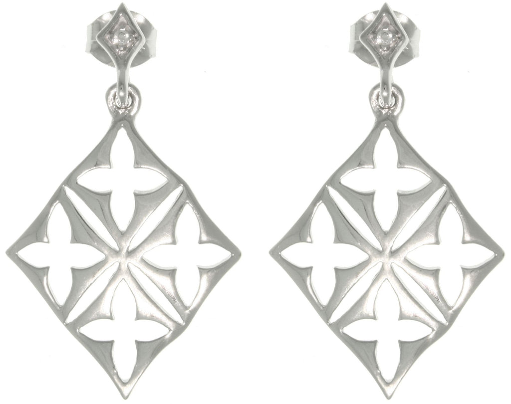 Jewelry Trends Sterling Silver Cross Cut Out Large Dangle Earrings