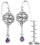 Jewelry Trends Sterling Silver Celtic Amethyst Dangle Chain Earrings