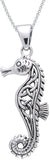 Jewelry Trends Sterling Silver Celtic Seahorse Pendant with 18 Inch Box Chain Necklace